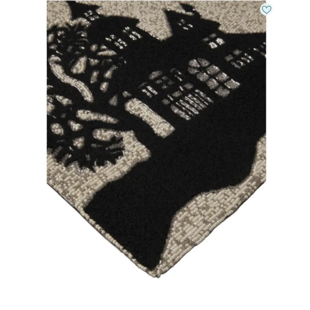 Tahari Spooky Haunted house 13x36 Beaded Table Runner - Picture 2 of 2